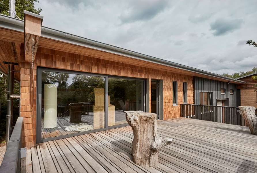 Half’n’half cladding with wood and steel, Schleusenberg 1, 23896 Panten